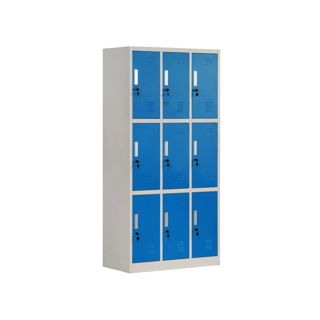 Armoire de rangement en acier 9 portes casier bleu LYD