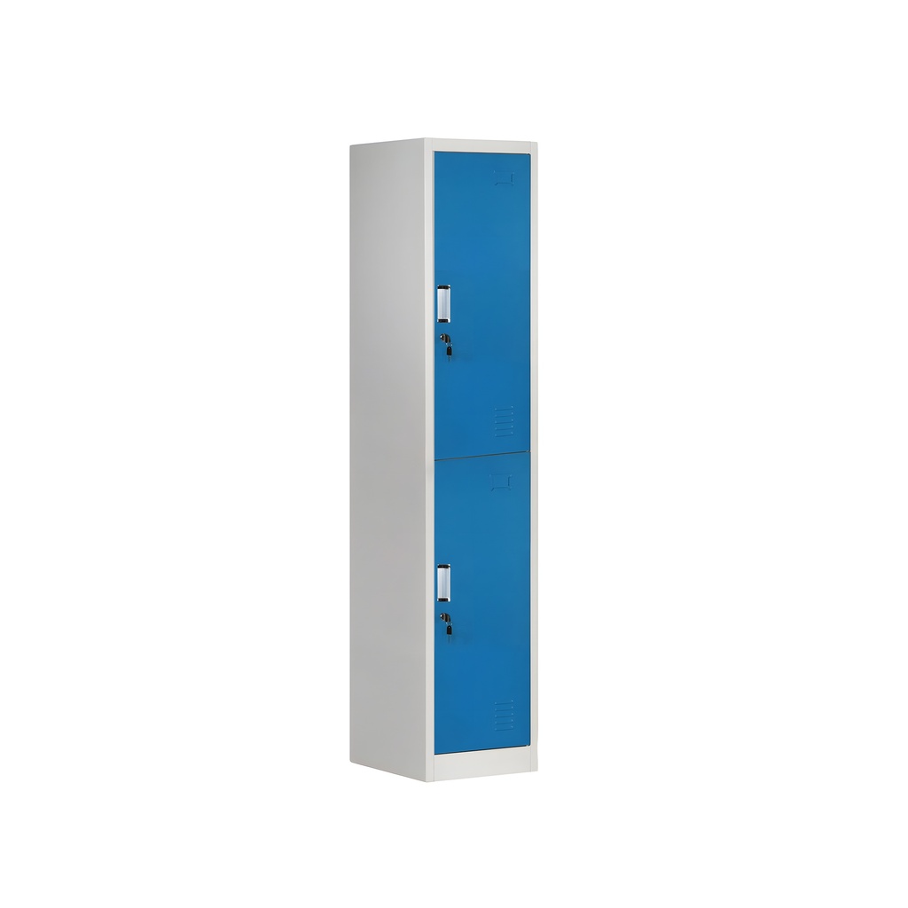 Classeur d'armoire en acier corps L-B2D en gris / portes en bleu LYD