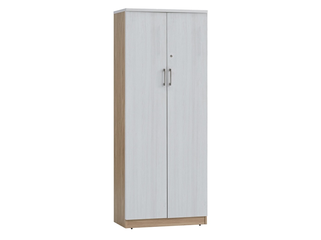 Bibliothèque Avec Porte Bois Naturel Blanc L800XW420XH2035mm