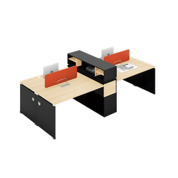 [BPWS-MWS042S24-N] Poste de travail 4 places 2400W x 1200D x 1050H Chêne
