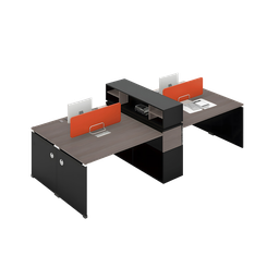 [BPWS-MWS042S24-AGO-B] Poste de travail 4 places 2400W x 1200D x 1050H Marron