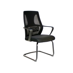 [BPV-712V] Chaise Visiteur noir, pieds luges noir