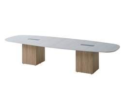 [BCUTABS3612NW] TABLE DE CONFÉRENCE EN FORME BATEAU 3600X1200X750 CHENE NATUREL BLANC