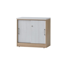 [BCUS808NW] ARMOIRE BASSE PORTE COULISSANTE 800X400X750 CHENE NATUREL BLANC